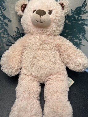 Build A Bear BAB Pink and Brown Heart Bear Plush Valentines Retired 2012